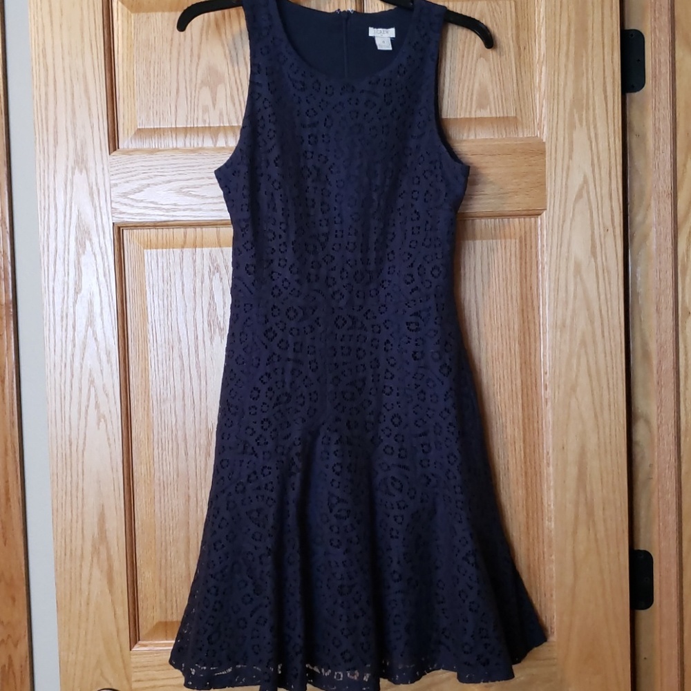 Women's navy J.Crew lace tulip skirt dress sz 0